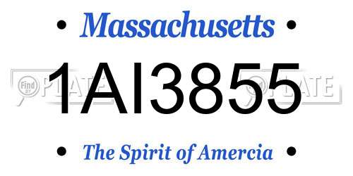 1AI3855 Massachusetts License Plate