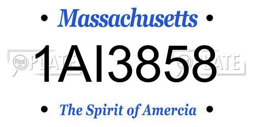 1AI3858 Massachusetts License Plate