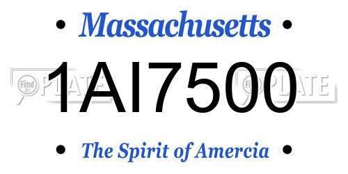 1AI7500 Massachusetts License Plate
