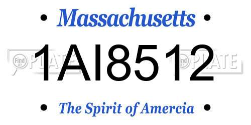 1AI8512 Massachusetts License Plate