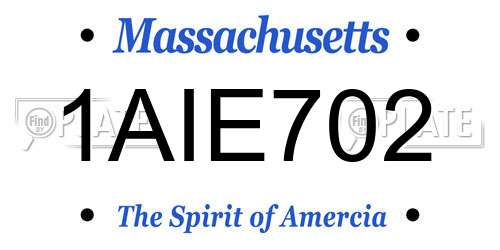 1AIE702 Massachusetts License Plate