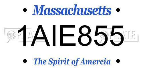 1AIE855 Massachusetts License Plate
