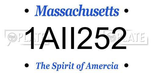 1AII252 Massachusetts License Plate