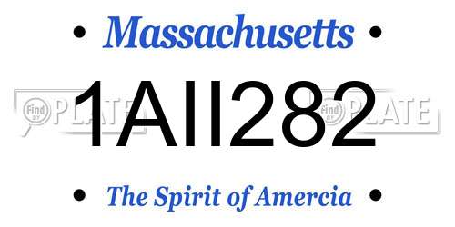 1AII282 Massachusetts License Plate