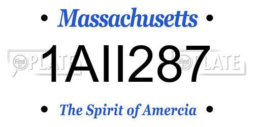 1AII287 Massachusetts License Plate