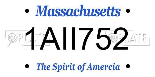1AII752 Massachusetts License Plate