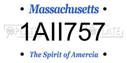 1AII757 Massachusetts License Plate