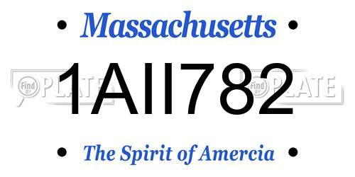 1AII782 Massachusetts License Plate