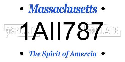1AII787 Massachusetts License Plate