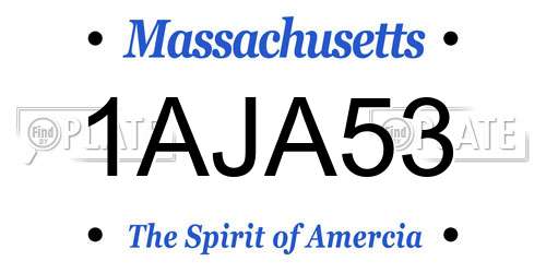 1AJA53 Massachusetts License Plate