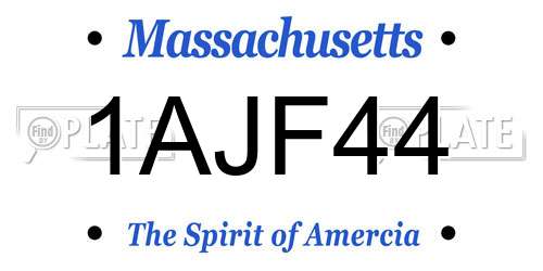 1AJF44 Massachusetts License Plate