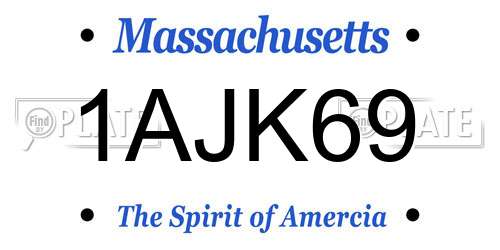 1AJK69 Massachusetts License Plate