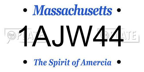 1AJW44 Massachusetts License Plate