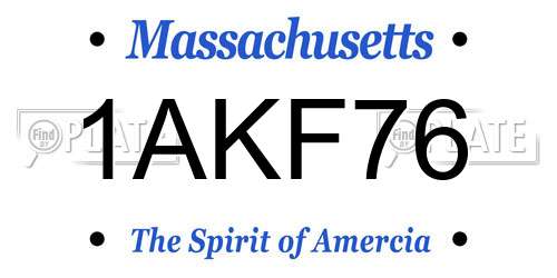 1AKF76 Massachusetts License Plate