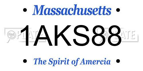 1AKS88 Massachusetts License Plate