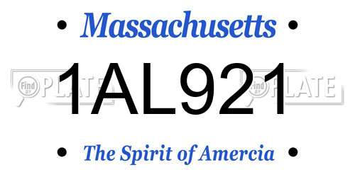 1AL921 Massachusetts License Plate