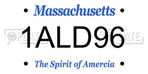 1ALD96 Massachusetts License Plate