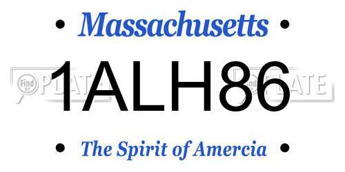 1ALH86 Massachusetts License Plate