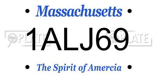 1ALJ69 Massachusetts License Plate