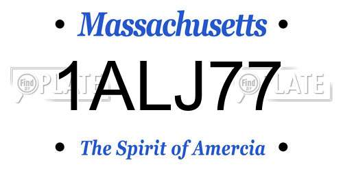 1ALJ77 Massachusetts License Plate