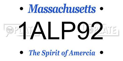 1ALP92 Massachusetts License Plate