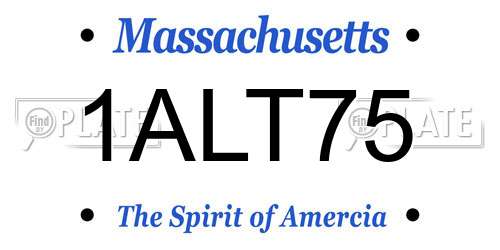 1ALT75 Massachusetts License Plate