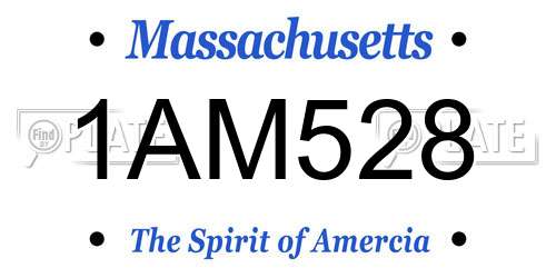 1AM528 Massachusetts License Plate