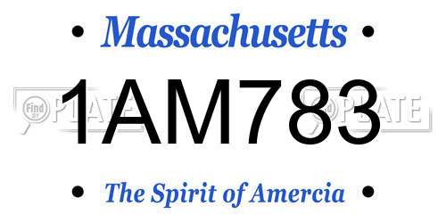 1AM783 Massachusetts License Plate