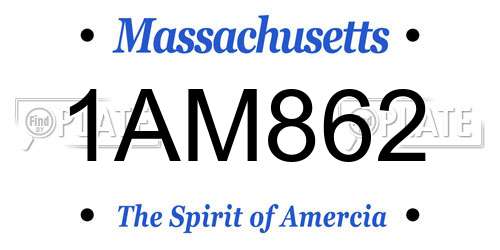 1AM862 Massachusetts License Plate