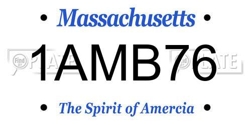 1AMB76 Massachusetts License Plate