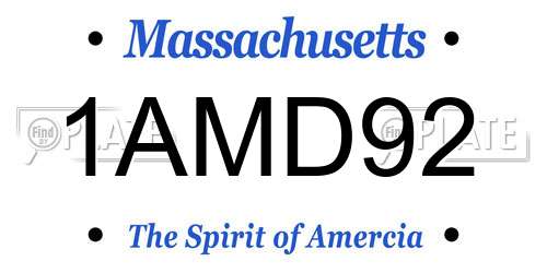 1AMD92 Massachusetts License Plate