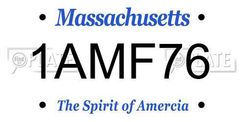1AMF76 Massachusetts License Plate