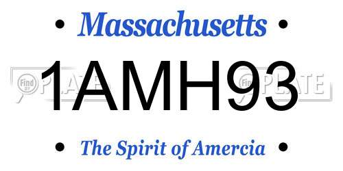 1AMH93 Massachusetts License Plate