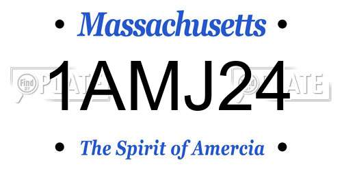 1AMJ24 Massachusetts License Plate