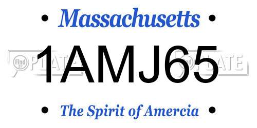 1AMJ65 Massachusetts License Plate