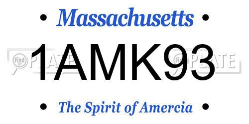 1AMK93 Massachusetts License Plate