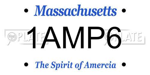 1AMP6 Massachusetts License Plate