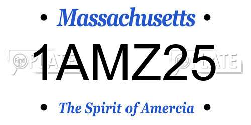 1AMZ25 Massachusetts License Plate