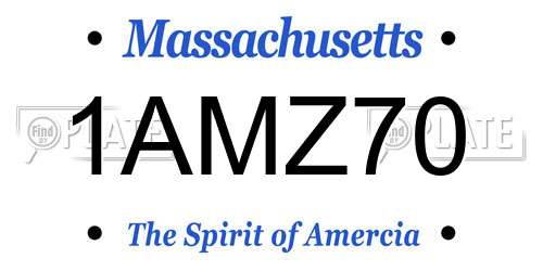 1AMZ70 Massachusetts License Plate