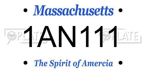 1AN111 Massachusetts License Plate