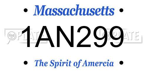 1AN299 Massachusetts License Plate