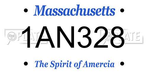 1AN328 Massachusetts License Plate