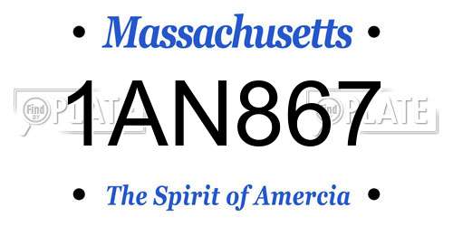 1AN867 Massachusetts License Plate