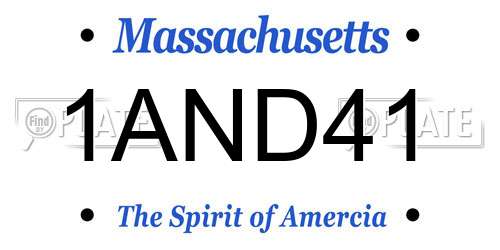 1AND41 Massachusetts License Plate