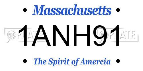 1ANH91 Massachusetts License Plate