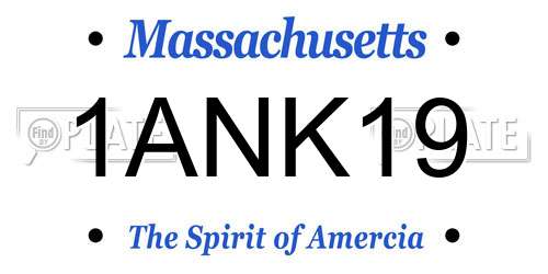 1ANK19 Massachusetts License Plate