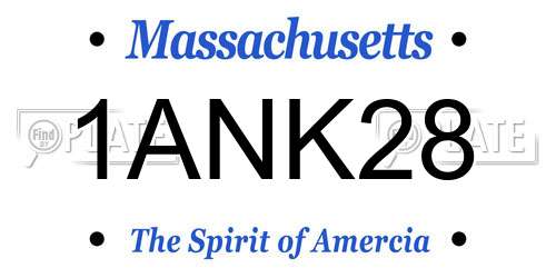 1ANK28 Massachusetts License Plate