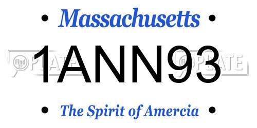 1ANN93 Massachusetts License Plate
