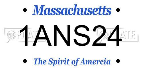 1ANS24 Massachusetts License Plate