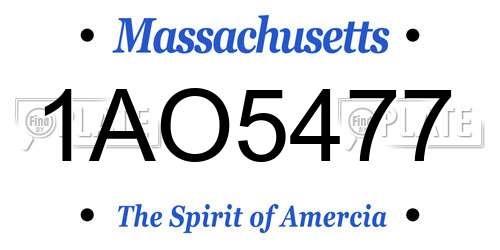 1AO5477 Massachusetts License Plate